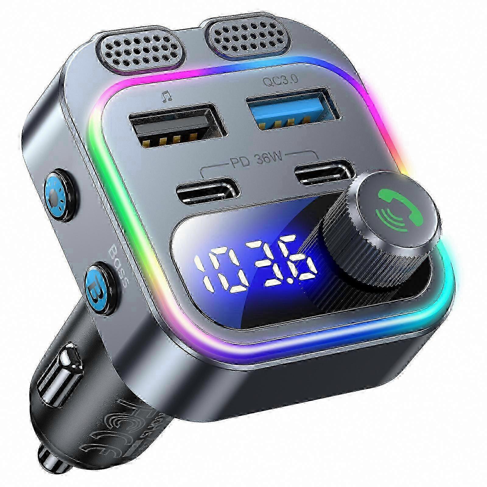 Bluetooth 5.4 FM Transmitter Car Adapter