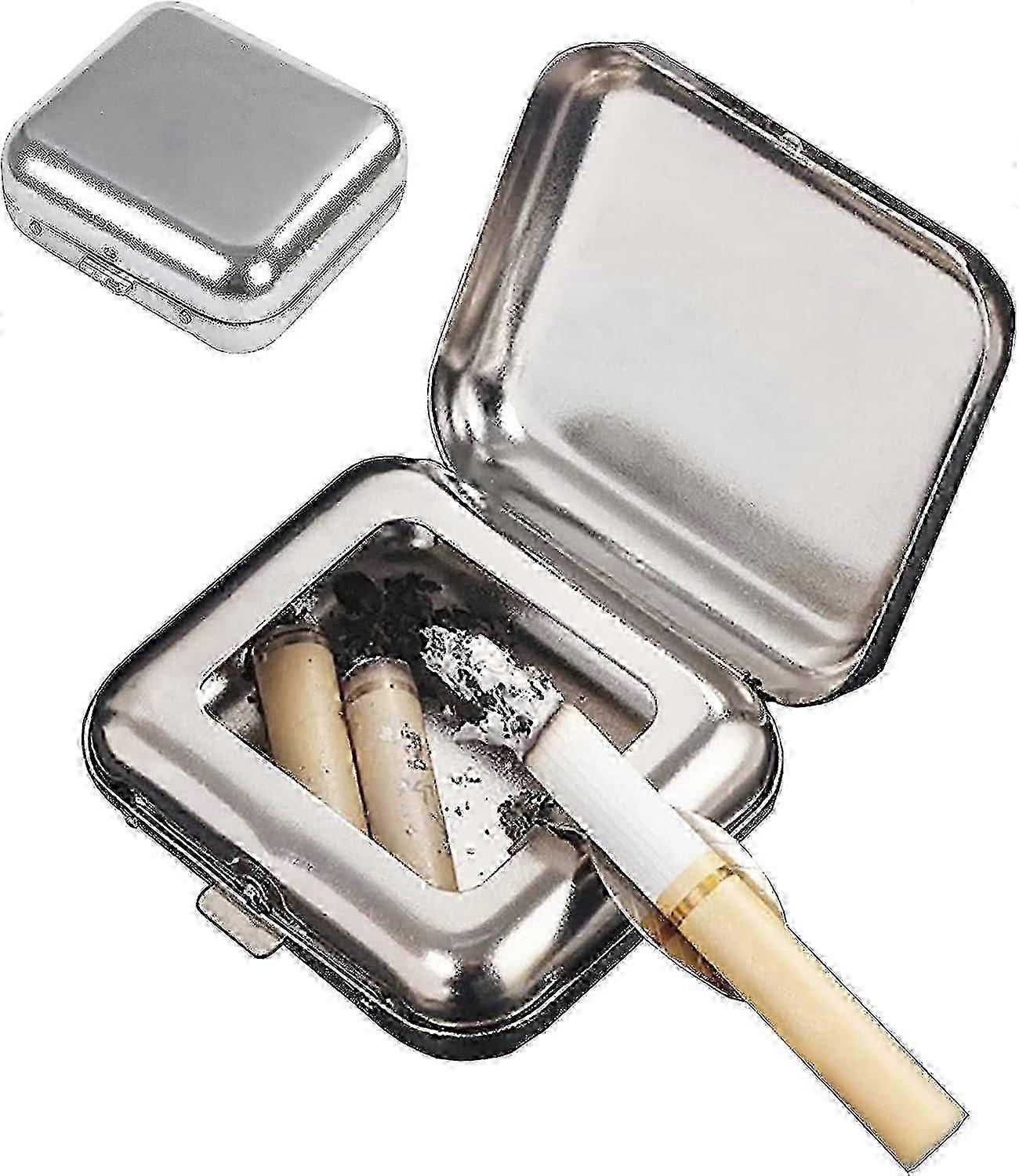 Square Metal Ashtray Portable Windproof Lid