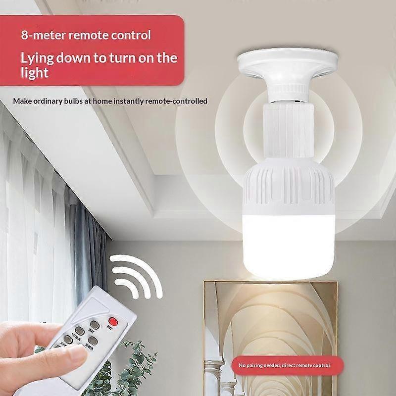 E27 Wireless Remote Control Lamp Holder With Remote Controller Aaa Battery Powered Light Socket For Home Lighting Control
