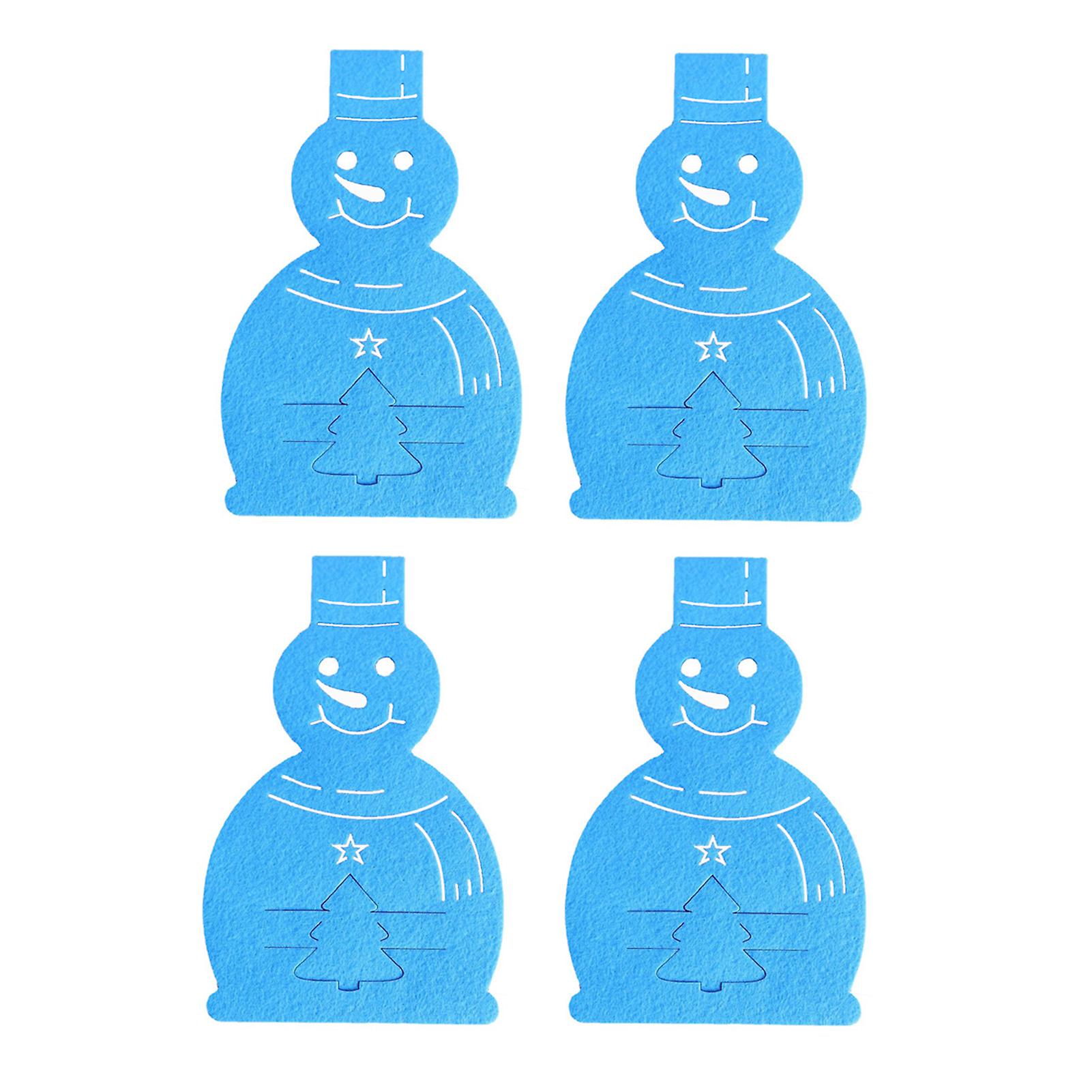4 Pcs Christmas Tableware Holder Sets With Snowman Shape Cutleries And