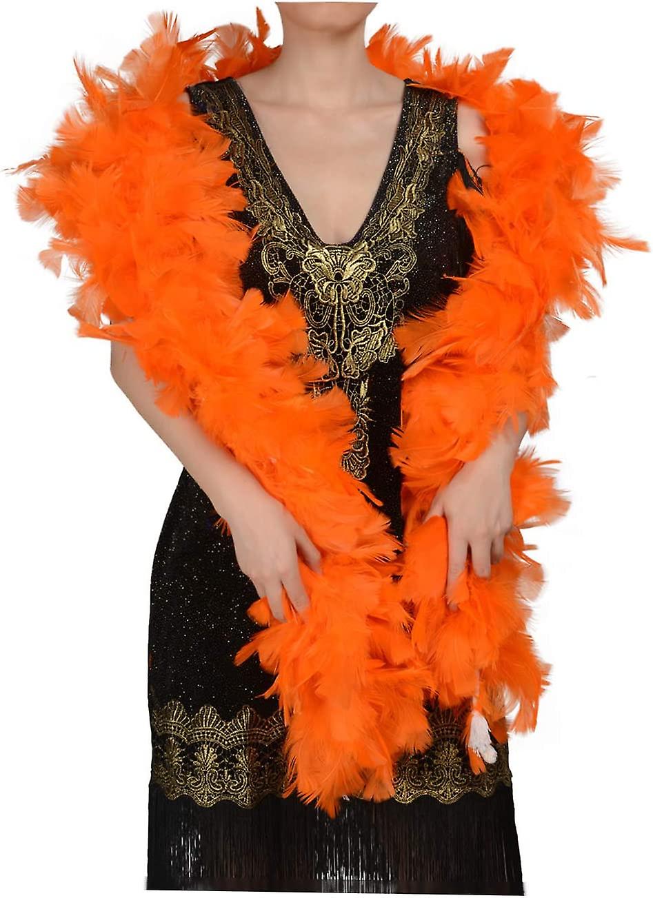 2 Yards 200g Large Fluffy Turkey Ruff Feather Boa Orange
