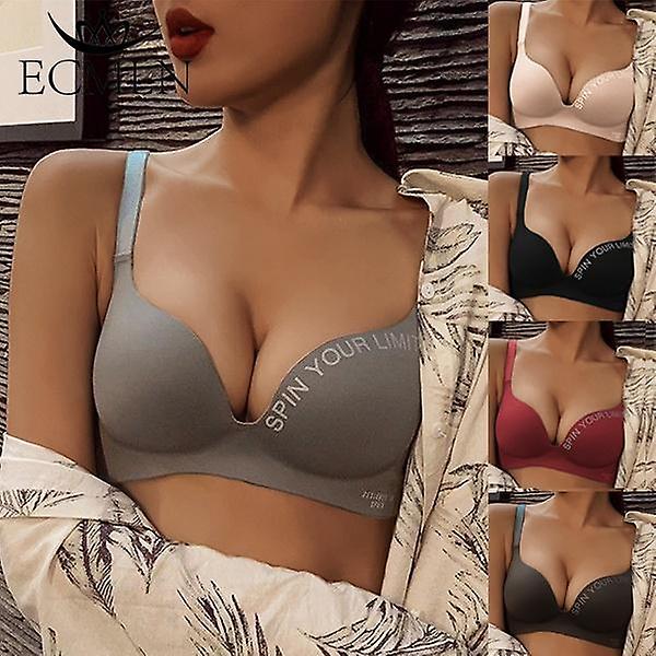 Soutien-gorge à imprimé lettre sans couture pour femmes sans anneau en acier Soutien-gorge en soie de glace douce Push-up sexy Rassembler soutien-gorge