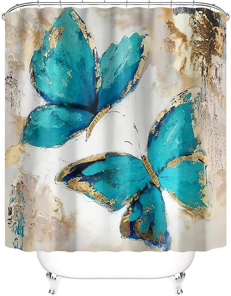 3D Shower Curtain Waterproof Butterfly Polyester Fabric