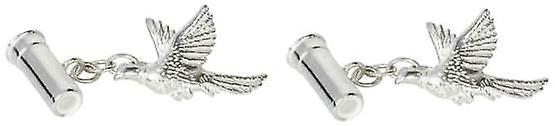 David Van Hagen Sterling Silver Pheasant and Gun Cartridge Cufflinks - Silver