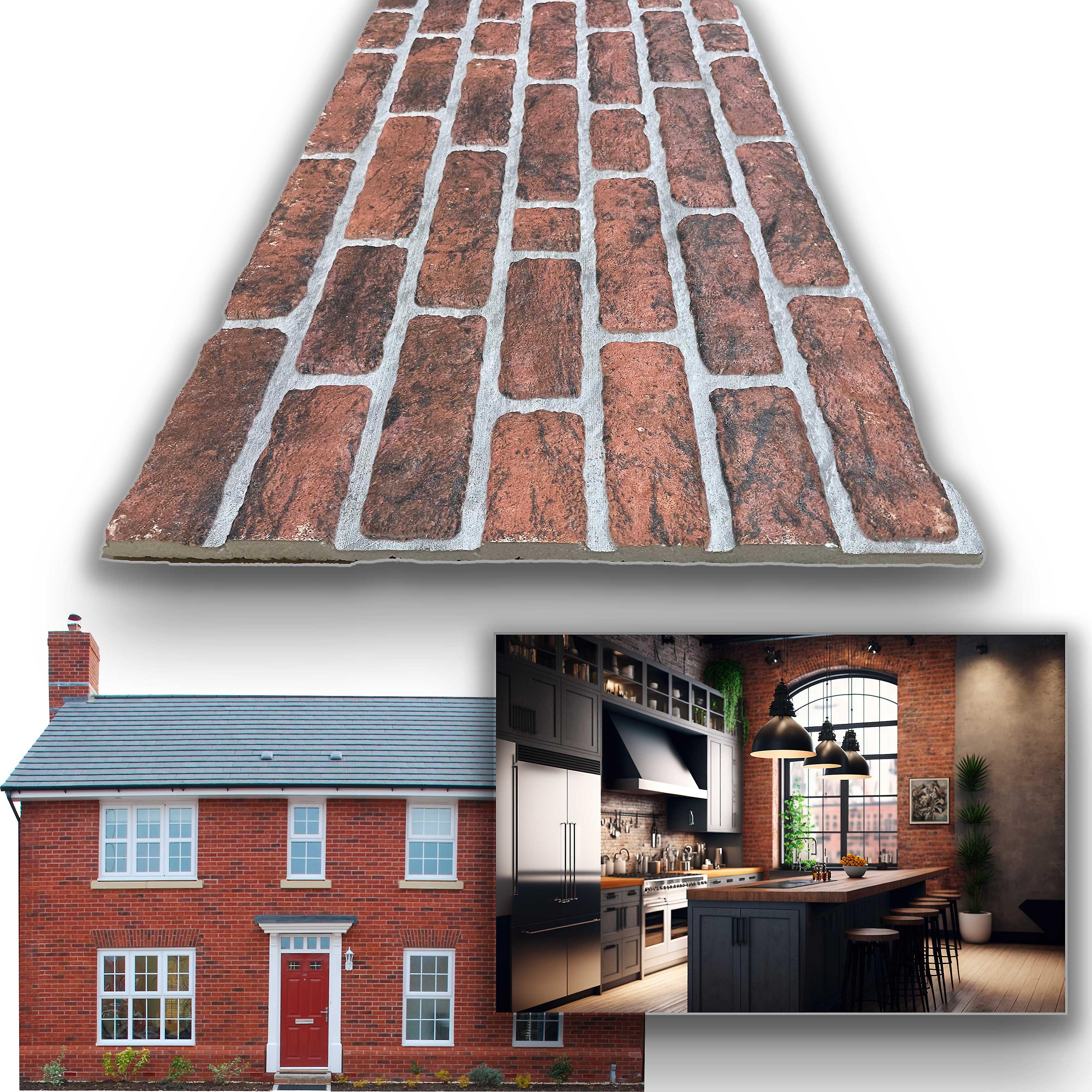 External Coat - Insulating Inner 2cm 3d Styrofoam with Sandblasting and Red Brick Mortar