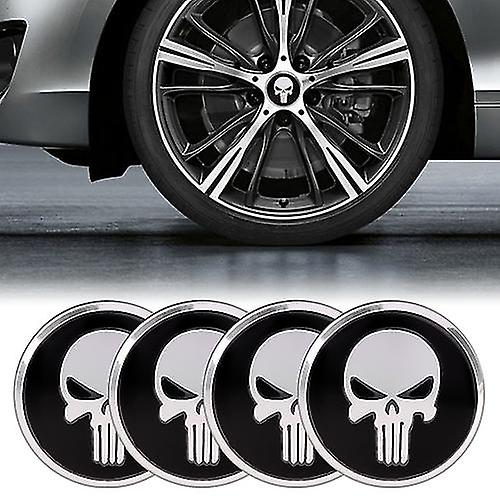 4 Pcs Skull Pattern Car Wheel Decoration Stickers Diameter: 5.8cm