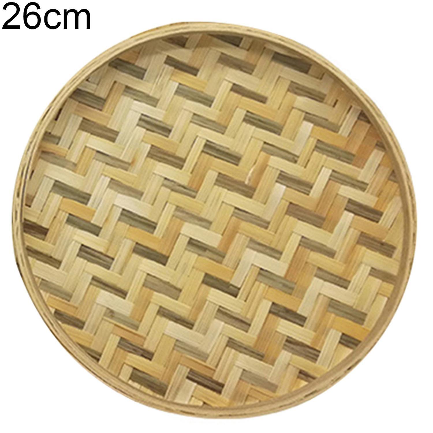 ZHOUBA Accueil Forme Ronde Bambou Fait Main Tissage Tamis Fruit Panier de thé Organisateur de stocka