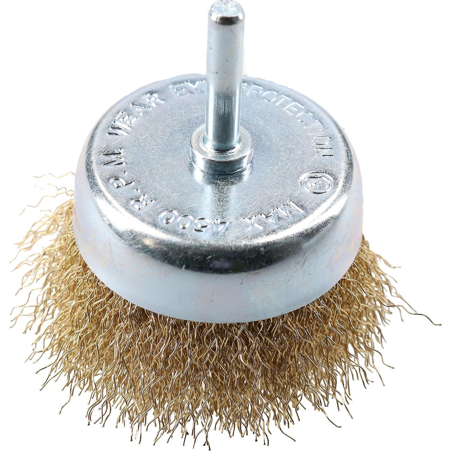 75mm Steel Wire Cup Brush For Drills Brass Coated Rust Paint Remover Removal