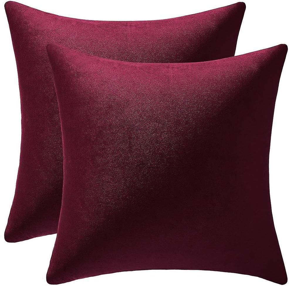 Throw Pillow Covers 18x18 Burgundy: Pack Cozy Soft Velvet Square