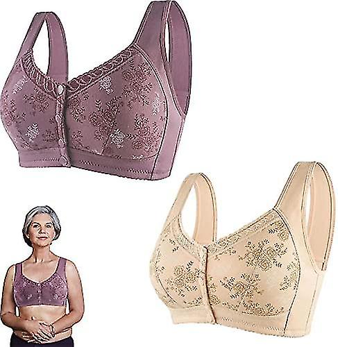 Nuovi reggiseni 2pcs charm front snaps comodo e comodo reggiseno con bottone frontale, spallacci larghi reggiseno con chiusura frontale in cotone