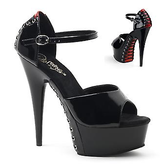 Pleaser Dame Sandaler Delight-660fh Blk-rød Pat/blk