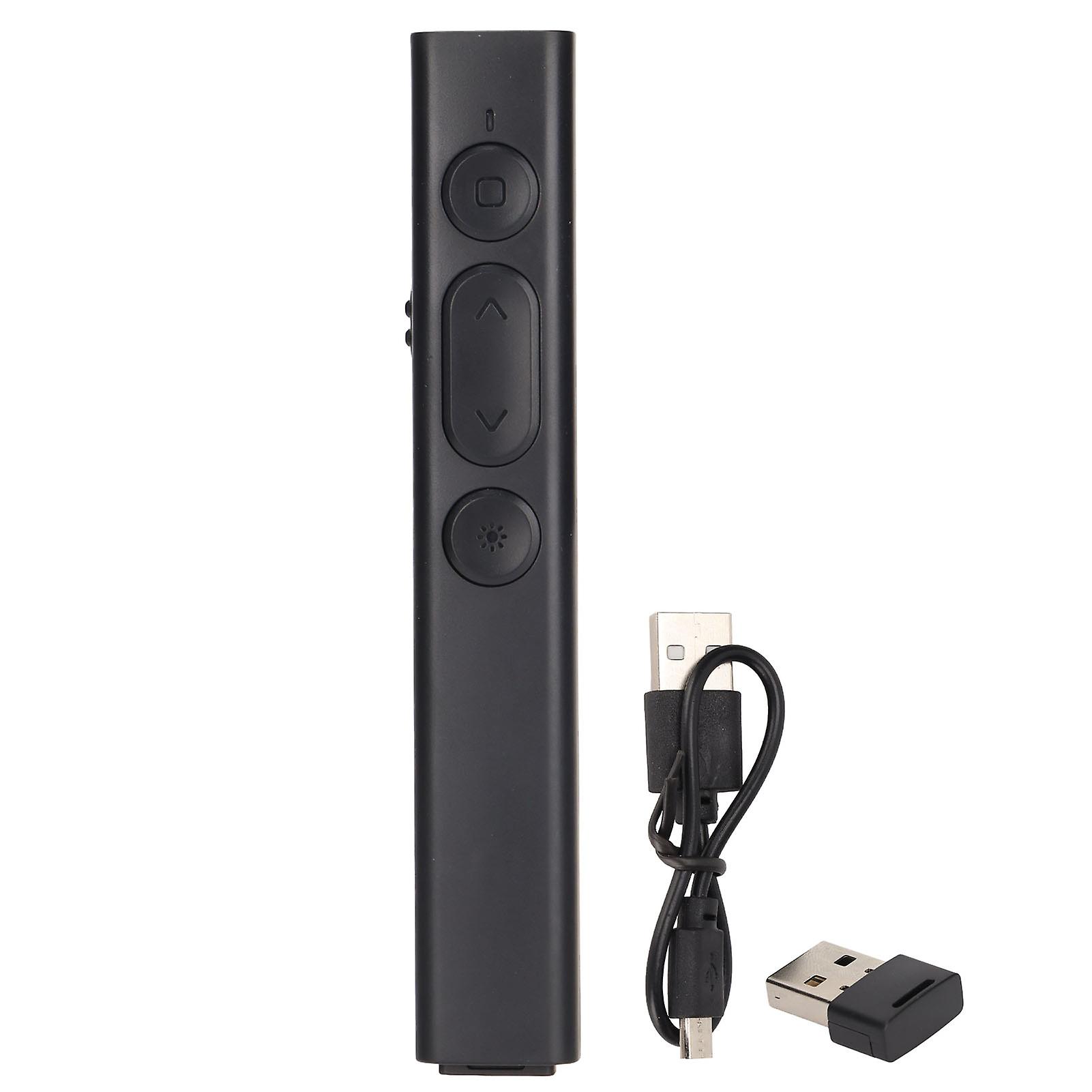Presentation Clicker Lithium Battery Charging USB Ergonomic Design Low Radiation 2.4G High Sensitivity Chip PointerBlack