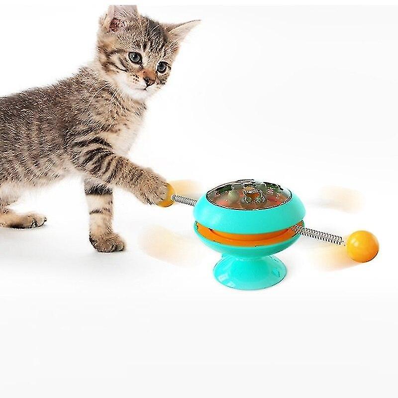 Cat Toys Windmill Toys For Cats Puzzle Whirling Turntable Play Game Toys Training Kitten Blue