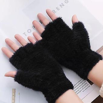 Minkkikäsineet Söpö kissan kynsi Talvi Lämmin kosketusnäyttö Käsineet Naiset Fluff Fingerless