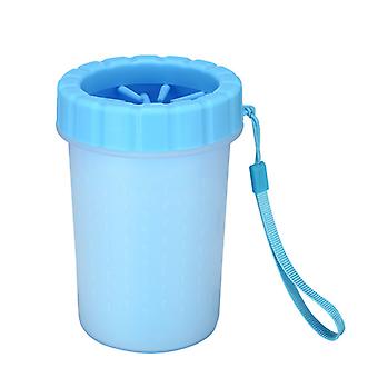 Silicone pet cleaning brush cup (blue small size), dog paw cleaner, portable pet paw cleaner, most suitable for cleaning claws. Dog foot cushion ring