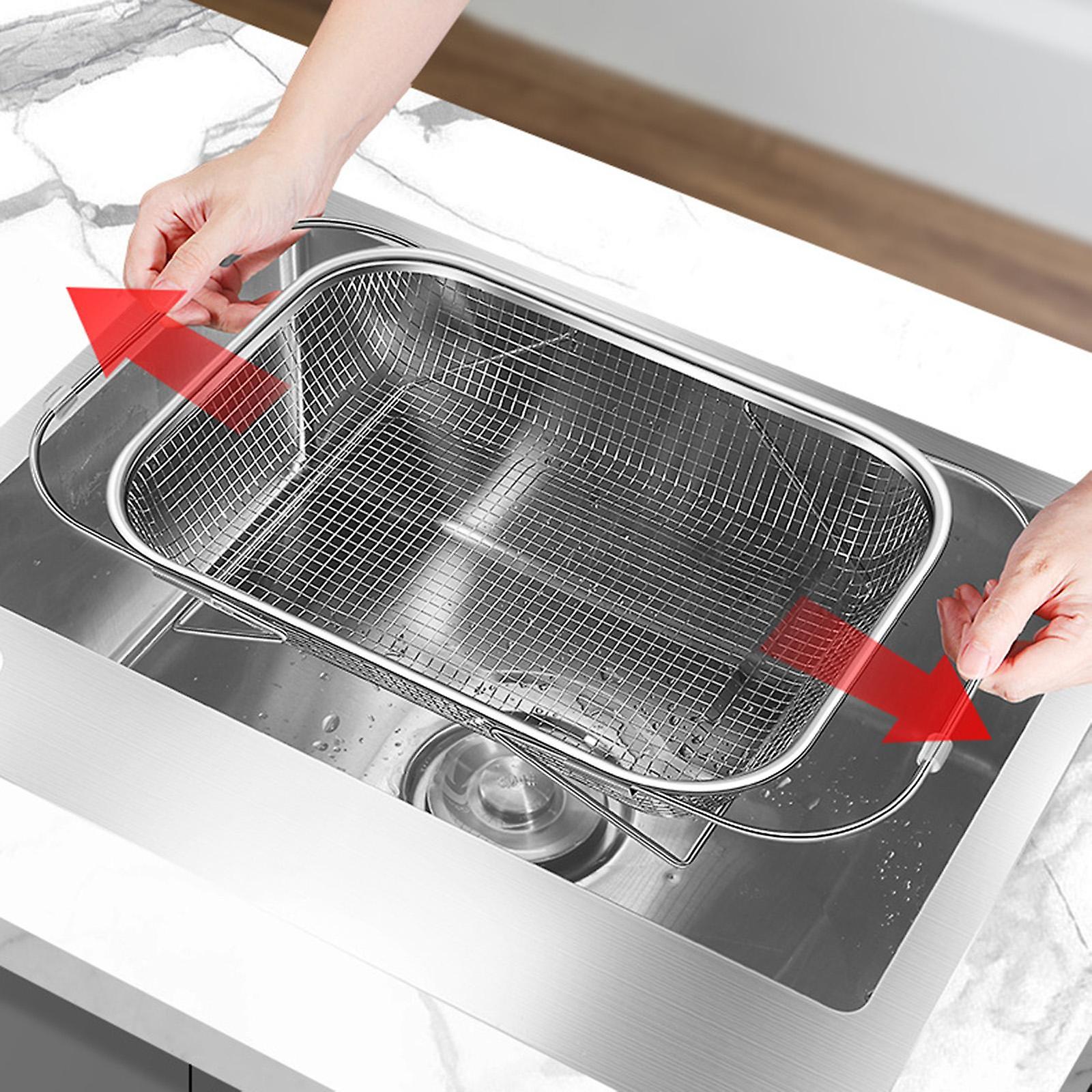Fruits and Vegetables Drain Basket over The Sink Strainer Home Storage Basket Retractable Drain Basket for Displaying Placing