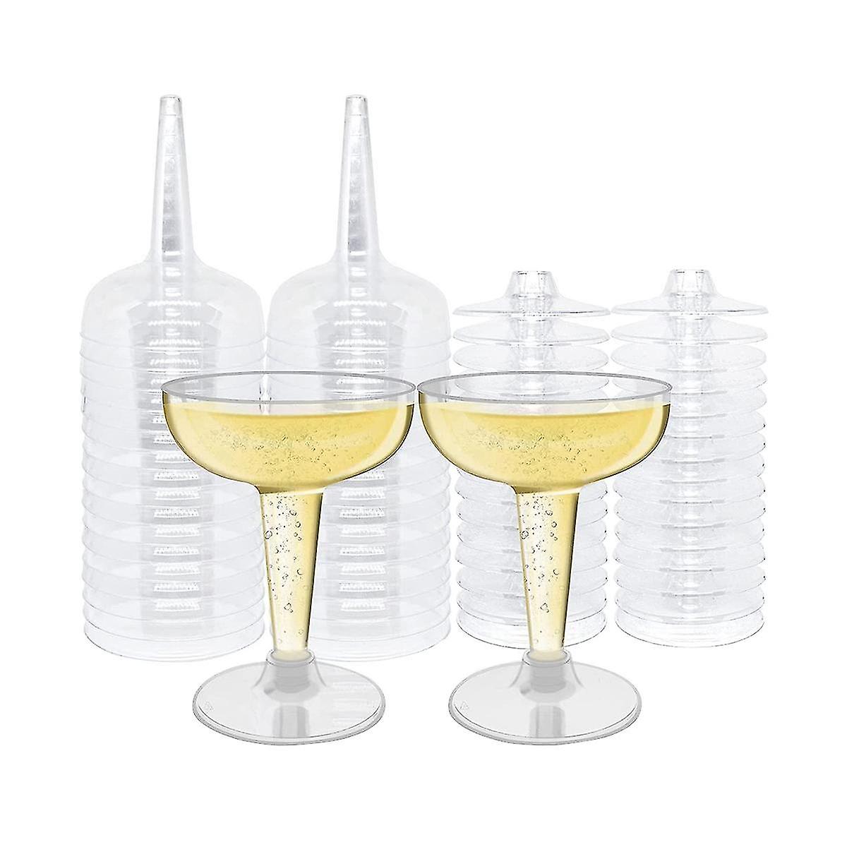 50 Pack Plastic Goblet, 4oz Stem Disposable Martini Glasses For Parties, Stackable Plastic Cocktail-hao