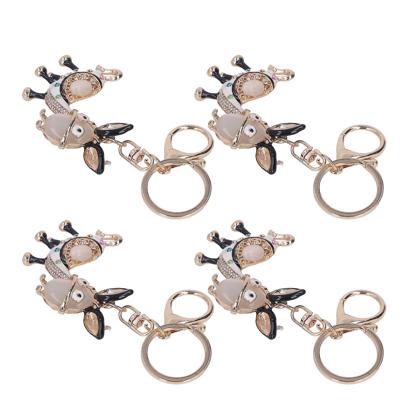 Shining Donkey Car Keychain Set - 4 Pcs Exquisite Bag Accessories for Decoration