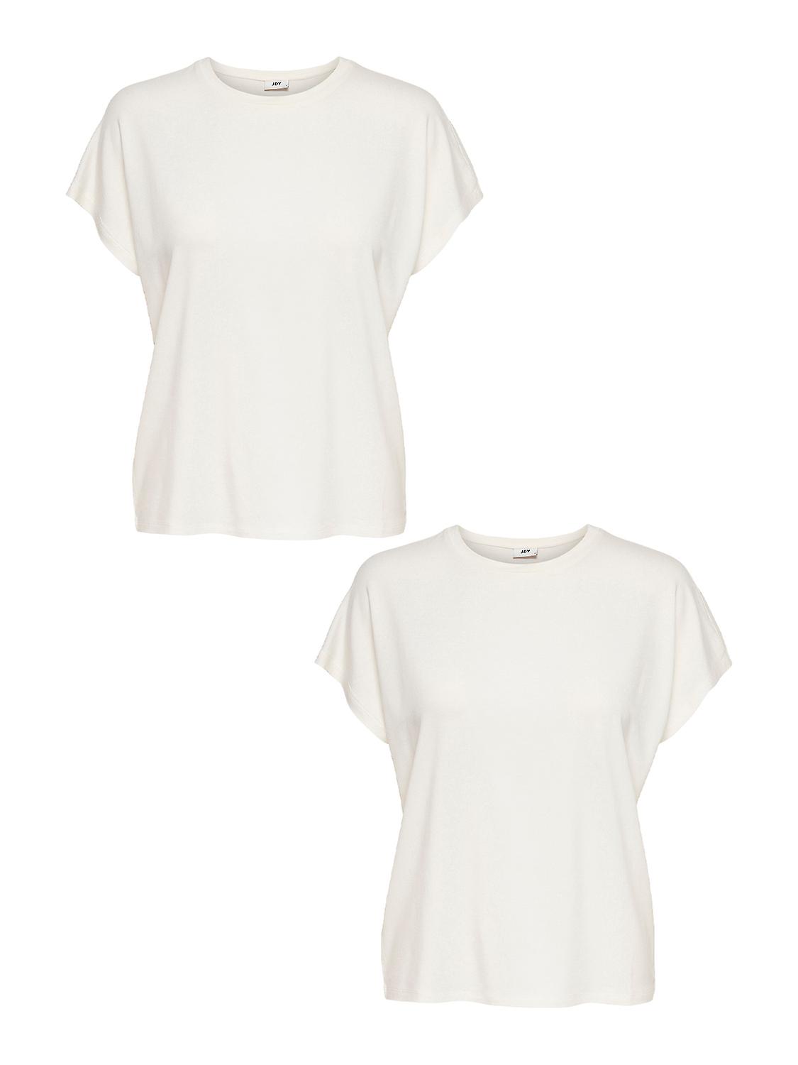 JDY Damen Shirt 2er-Set Rundhals Kurzarn stilvolle Bluse lockeres Top