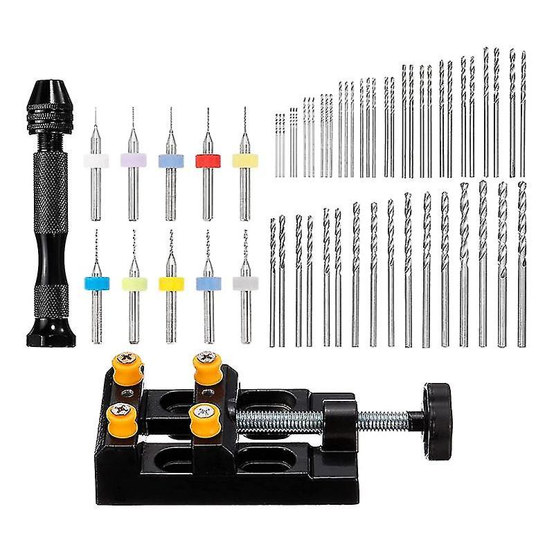 60pc Hand Drill Tool Set,10pc Pcb Drill Bits, 48pc 0.5-3.0mm Twist Drill Bits,for Wood Plastic Craf