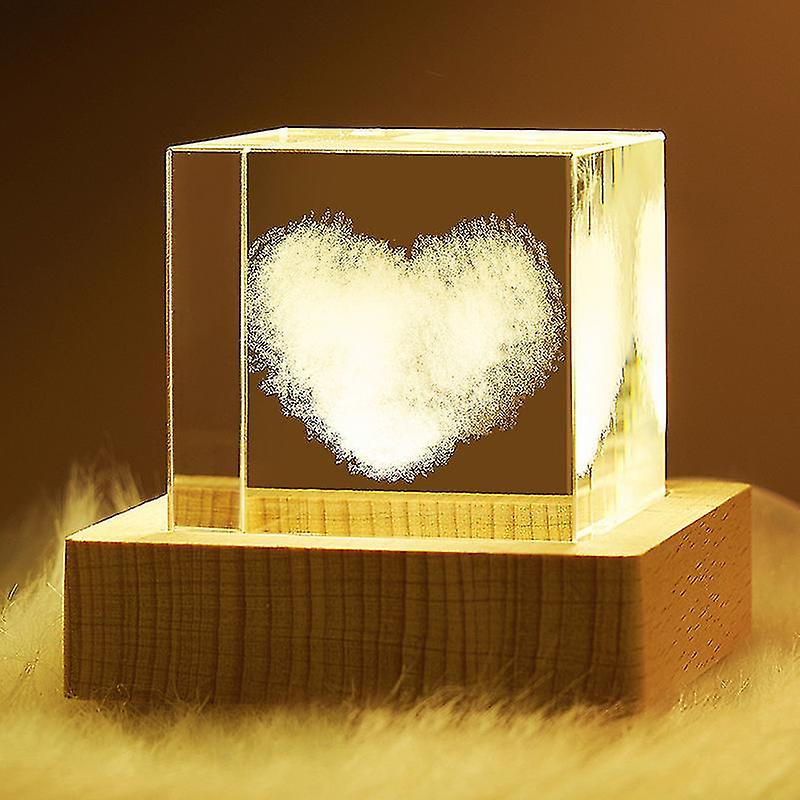 3D كريستال منحوتة القلب سحابة النظام الشمسي ليلة ضوء فريدة من نوعها هدية الزخرفية هدية عيد الحب 5 * 5 سم