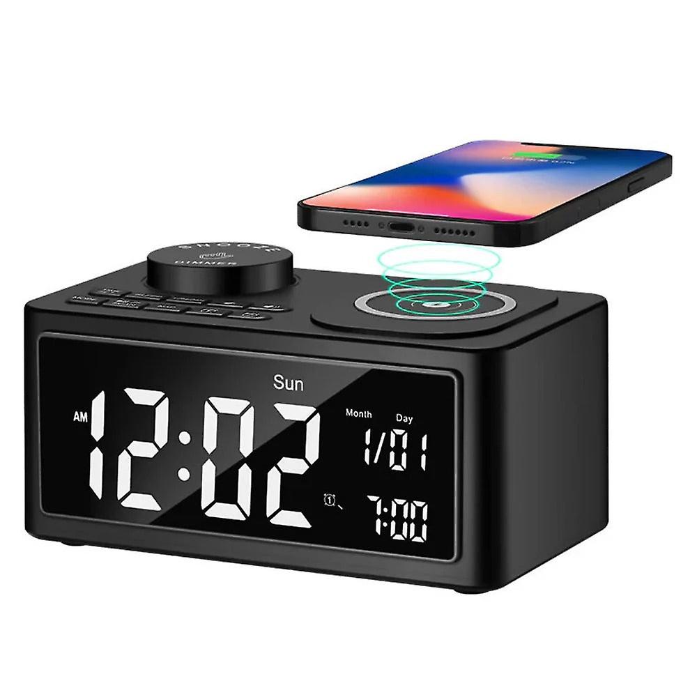 10W Wireless Charger Bluetooth Speaker Alarm Clock Radio For Qi-enabled Phones
