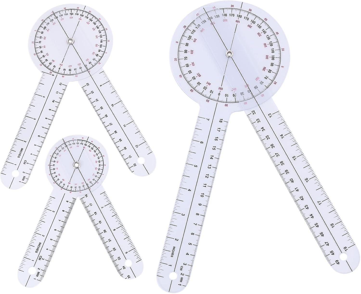 3-Piece Spinal Goniometer Set - 360 Degree & 180 Degree Rulers