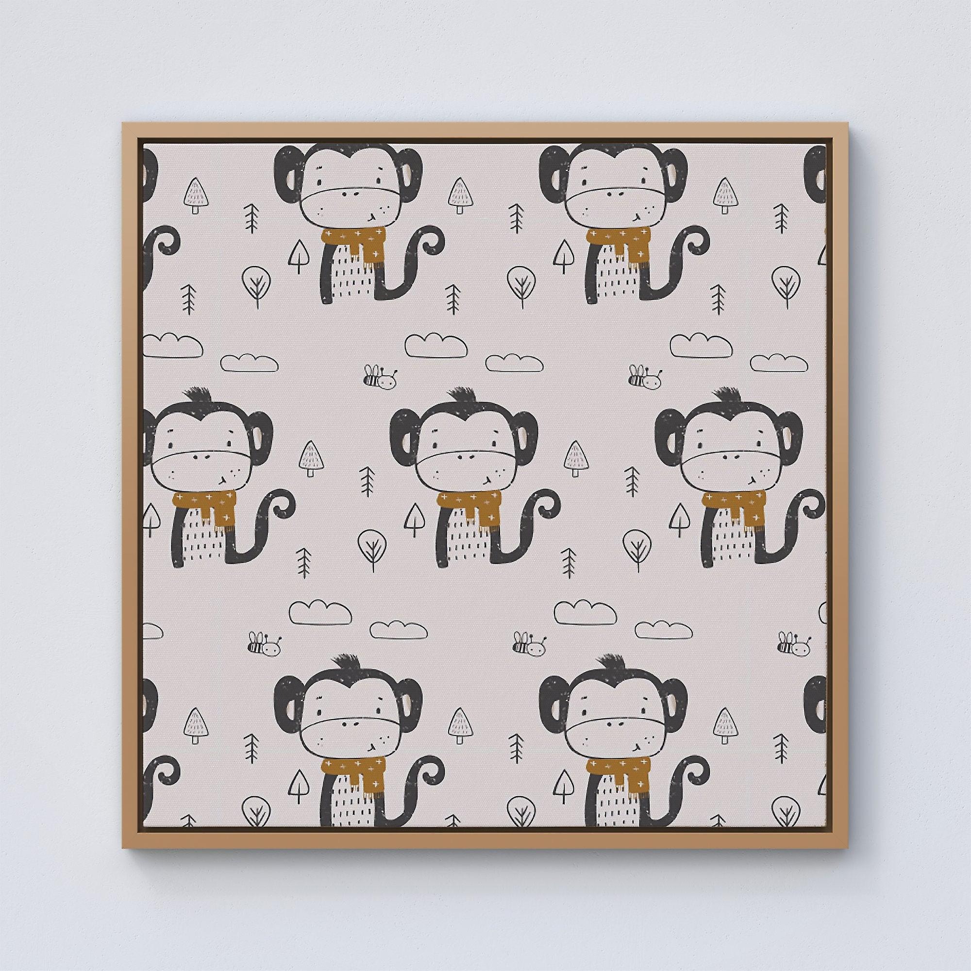 Monkey Forest Framed Canvas