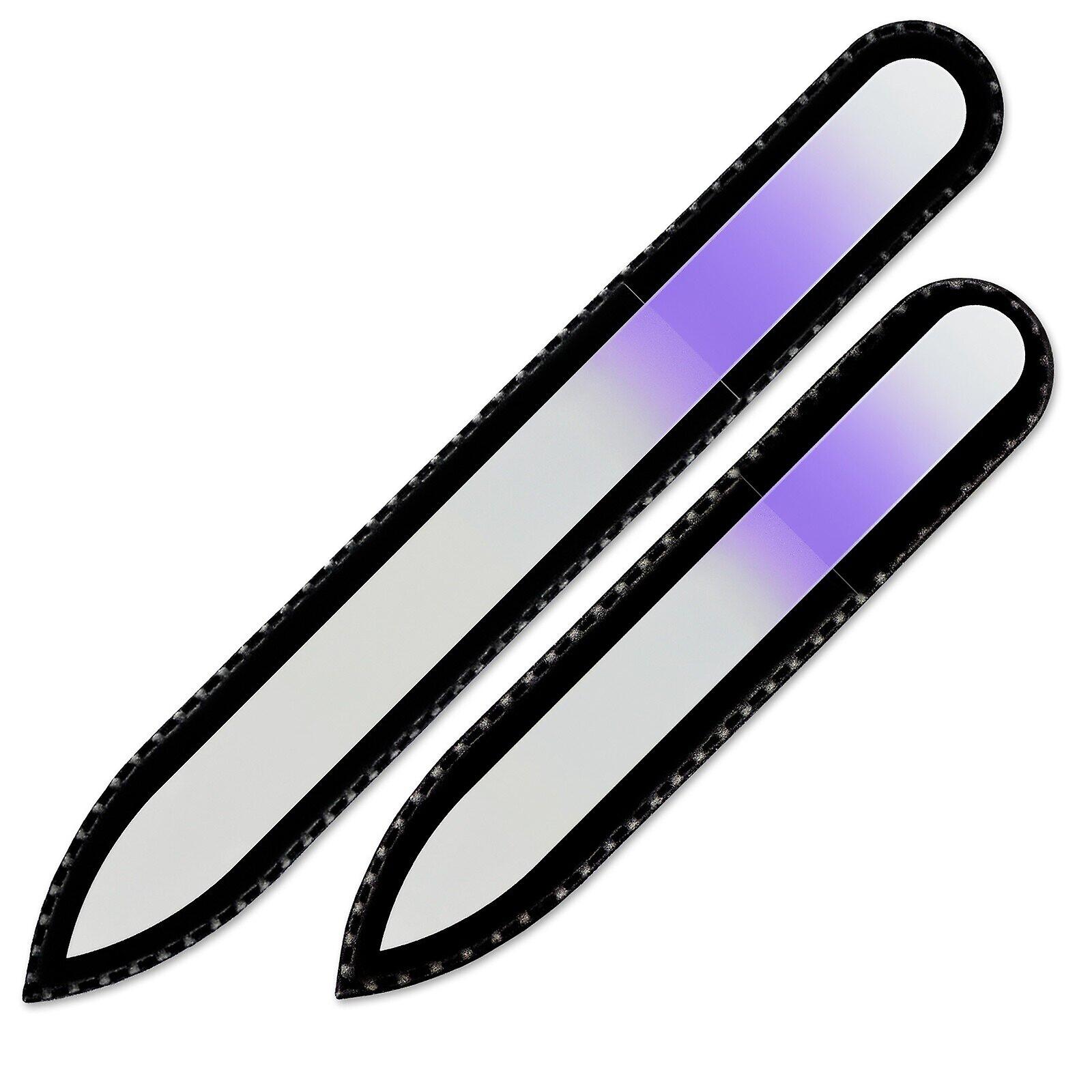 Set of 2 Rainbow Crystal Nail Files, Hand made of Czech tempered glass R-MS1 - White Lilac