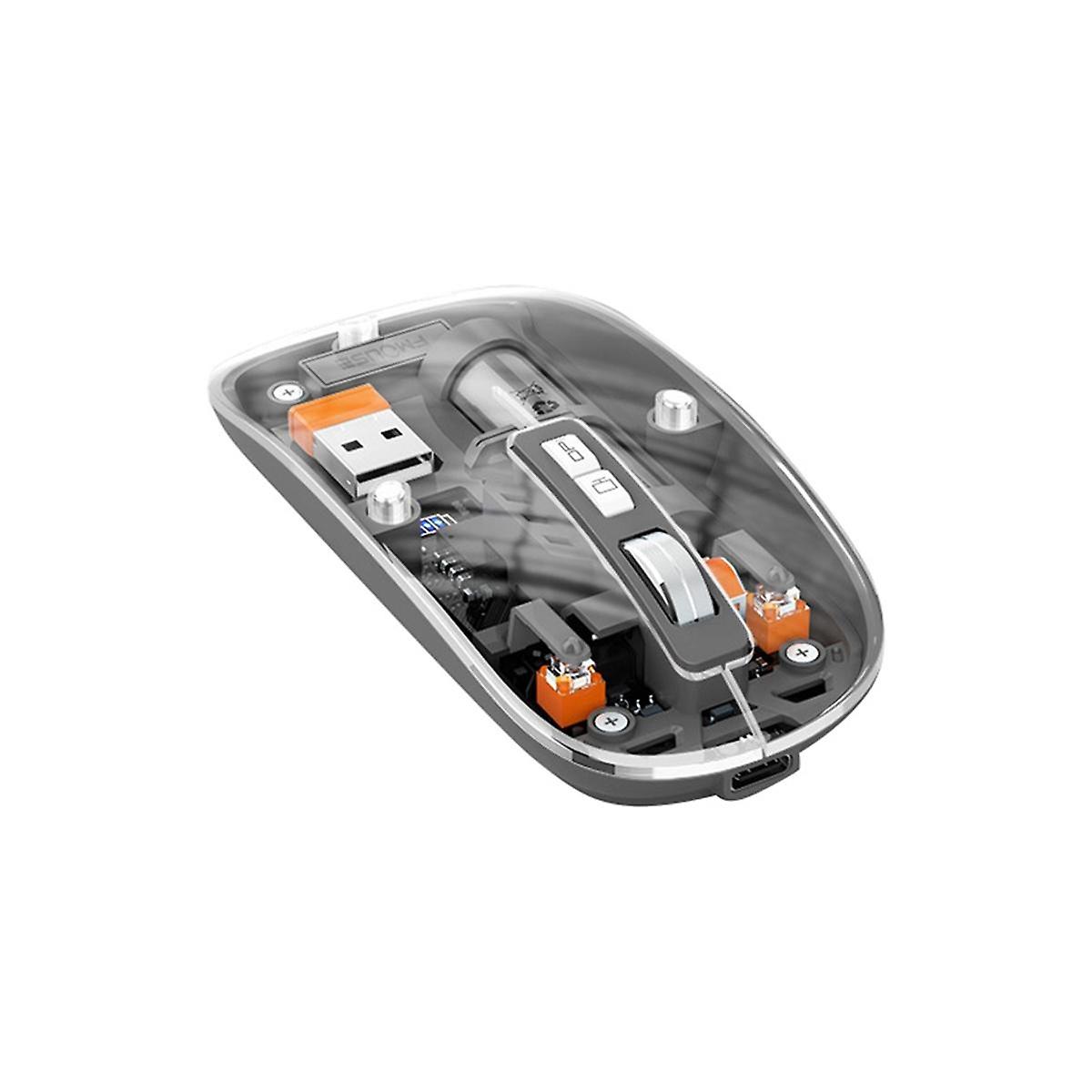 Wireless Mouse Bluetooth 5.1 2.4G Tri-Mode Gaming Mouse Ergonomic Mute Transparent Mouse for PC Laptop Cell Phone D
