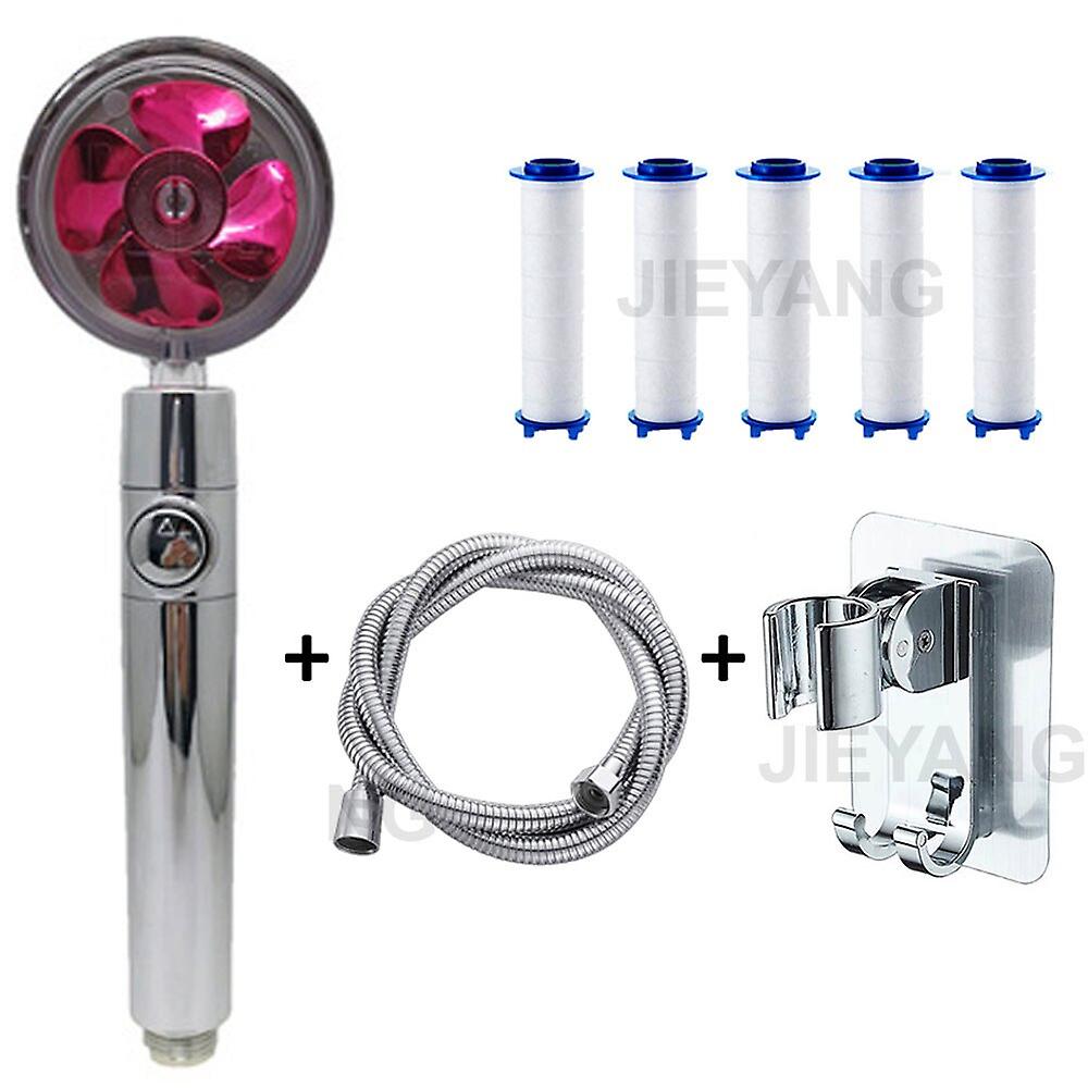 Turbo Water Filter Shower Head With Hose And Holder 360 Rotated High Pressure Water Saving Handheld Propeller Shower