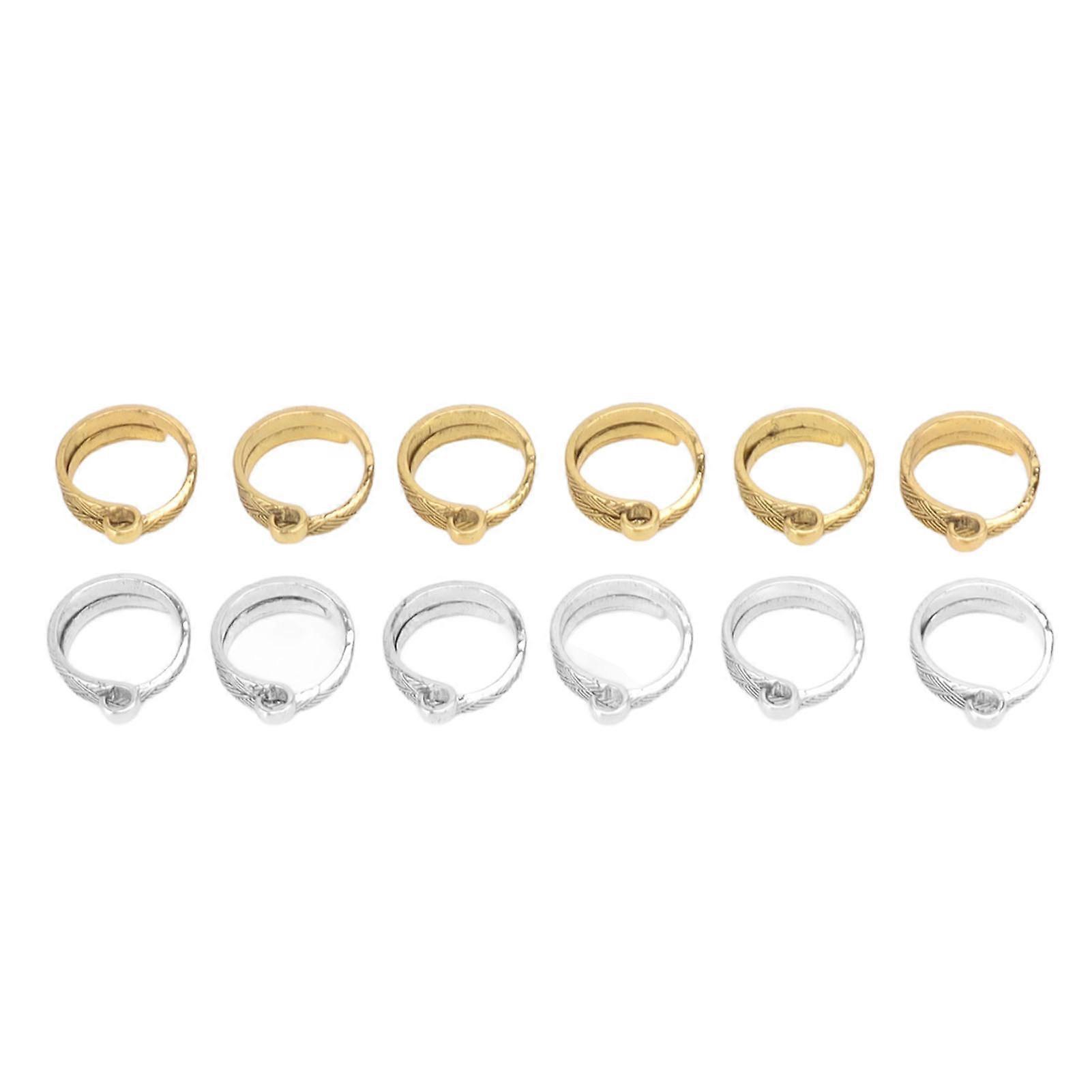 12pcs Knitting Crochet Loop Ring Alloy Adjustable Yarn Guide Finger Holder Crochet Ring