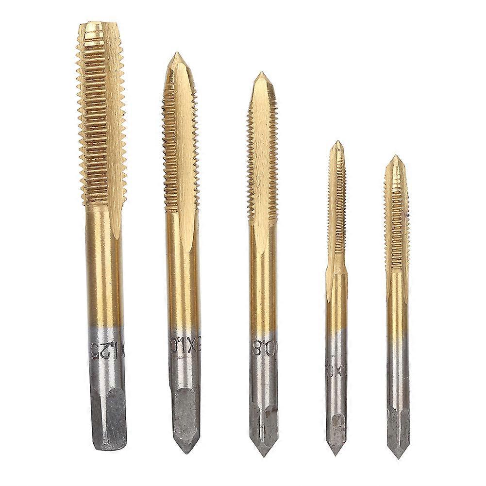 5pcs manuale filettatura a vite Tap Tap Set ad alta velocità in acciaio Tap Tool M3 M4 M5 M6 M8 (Ti rivestito)