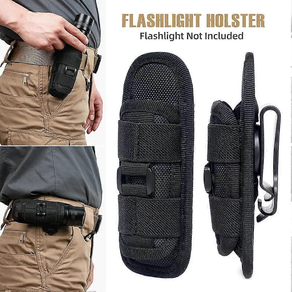 Black(A)$Flashlight Case Outdoor Nylon Flashlight Case Adjustable Rotating Waist Hanging Oxford Flashlight Case
