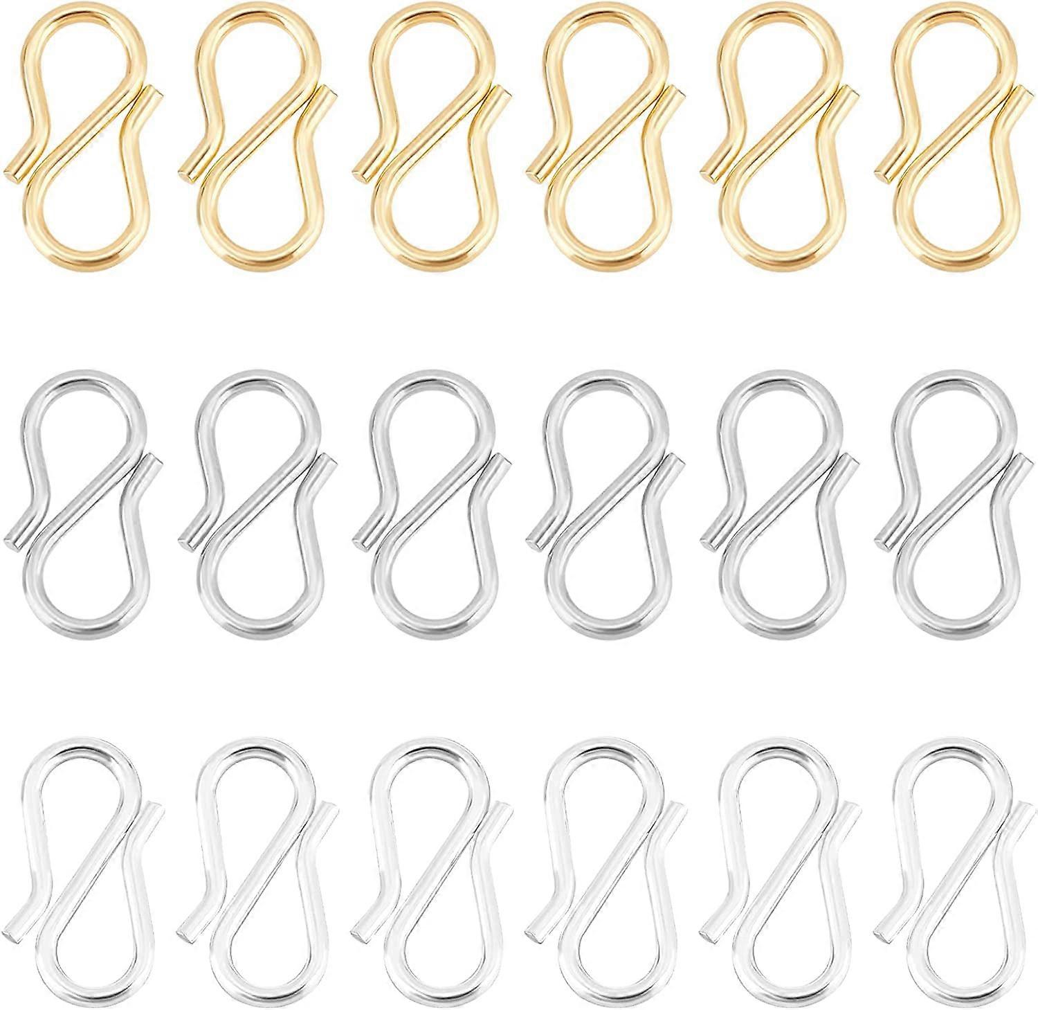 About 60pcs 3 Colors S Hook Clasps 304 Stainless Steel Chain Clasps Hypoallergenic Metal Clasps for Necklace Jewelry Making