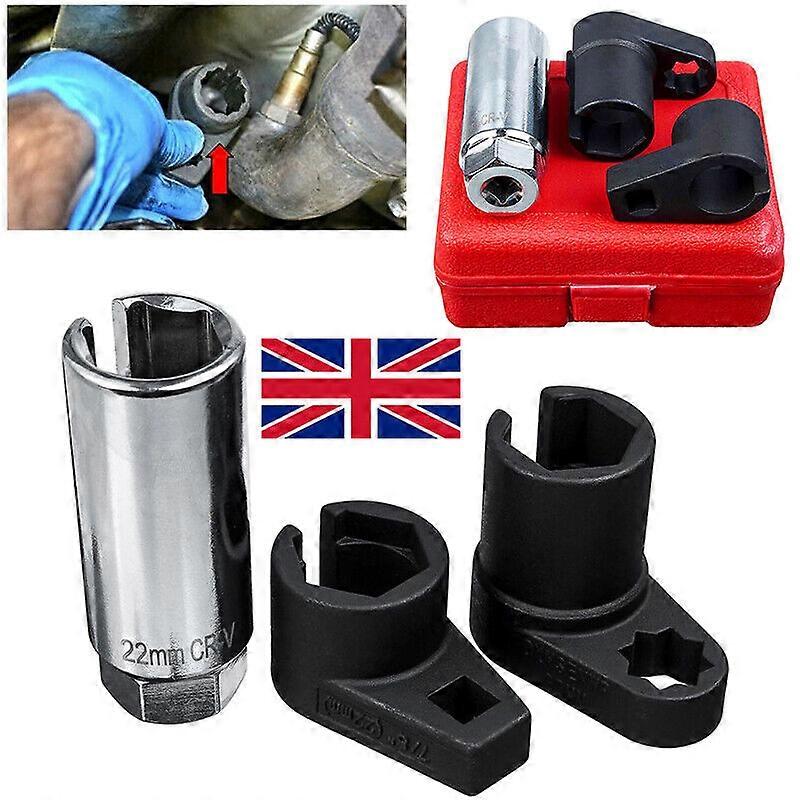 3Pcs O2 Oxygen Lambda Sensor Socket 6 Point Wrench Tool Remover Installer Set