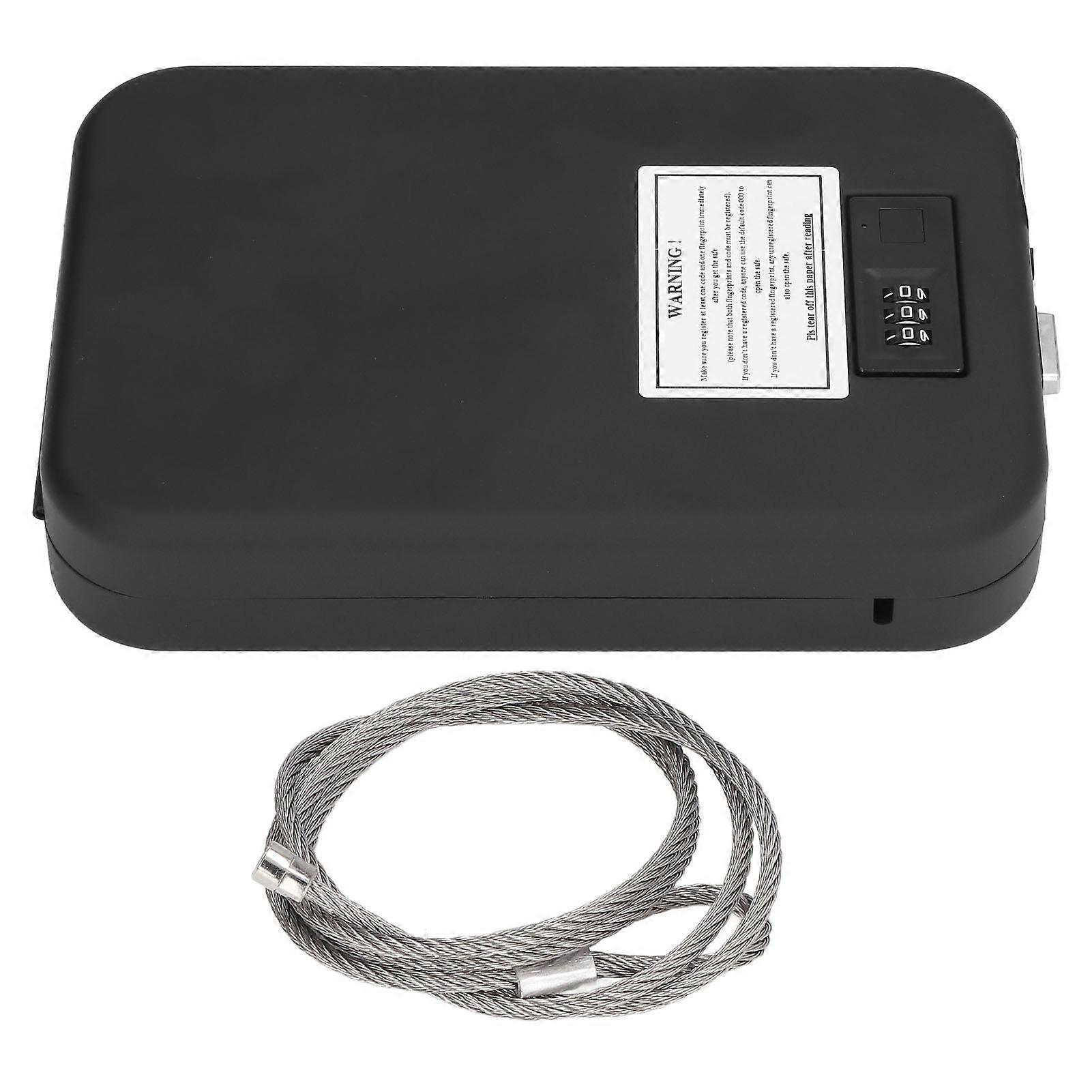 Portable Security Box Black Fingerprint Mechanical Password Safe With Safety Rope For Cash