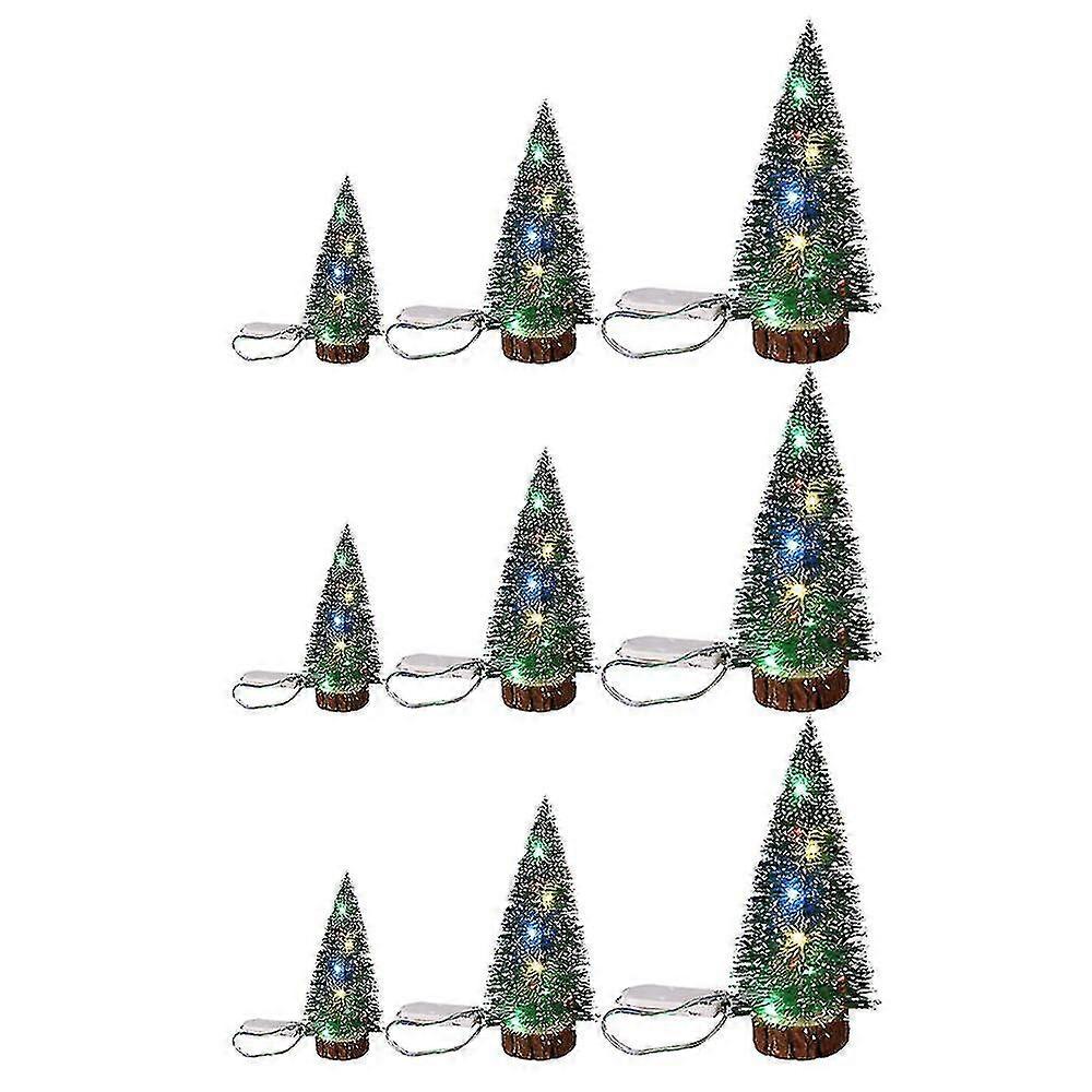 GYFDYM Miniature Christmas Tree Decoration, Mini Artificial Snowing Sisal Pine Tree Wood Base Multi-function Tabletop Christmas