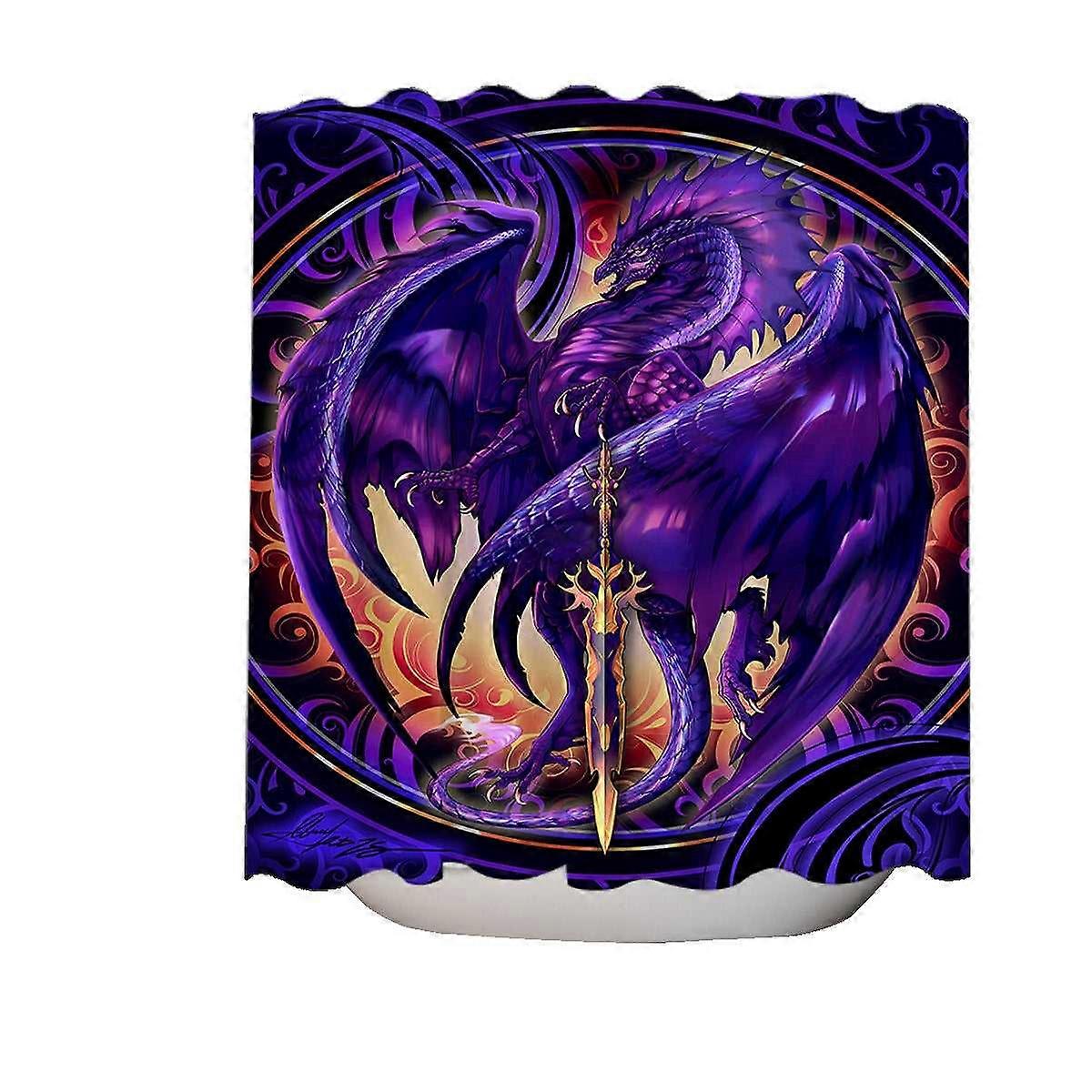 Cool Fantasy Weapon Purple Dragon Nether Blade Shower Curtain