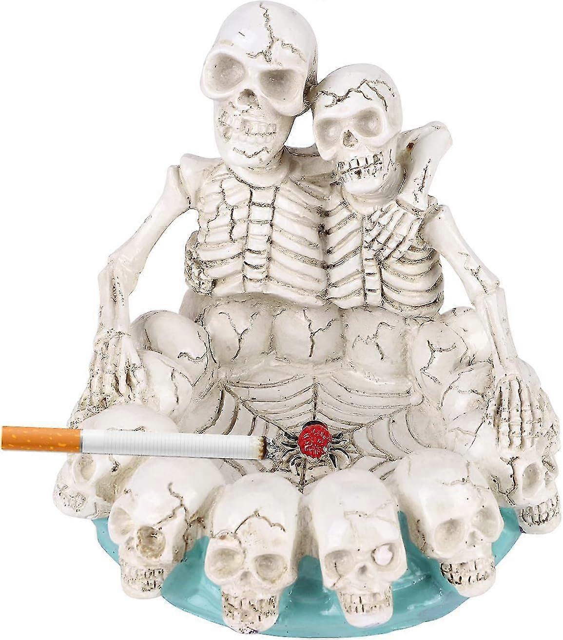 樹脂製マンスカル灰皿 ハロウィンデコレーション 恋人不死カップル バラ キャンディボウル スカルポット