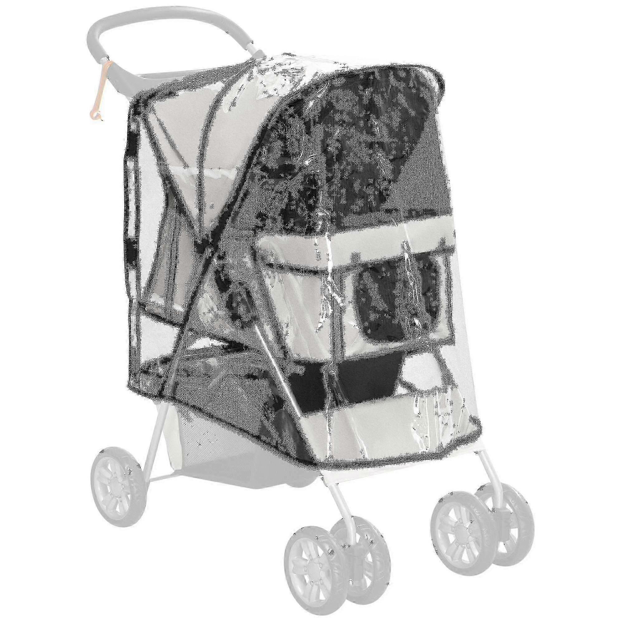 For Pawhut Dog Stroller Rain Cover with Rear Entry Waterproof Protection for Pet Prams and Strollers FC10