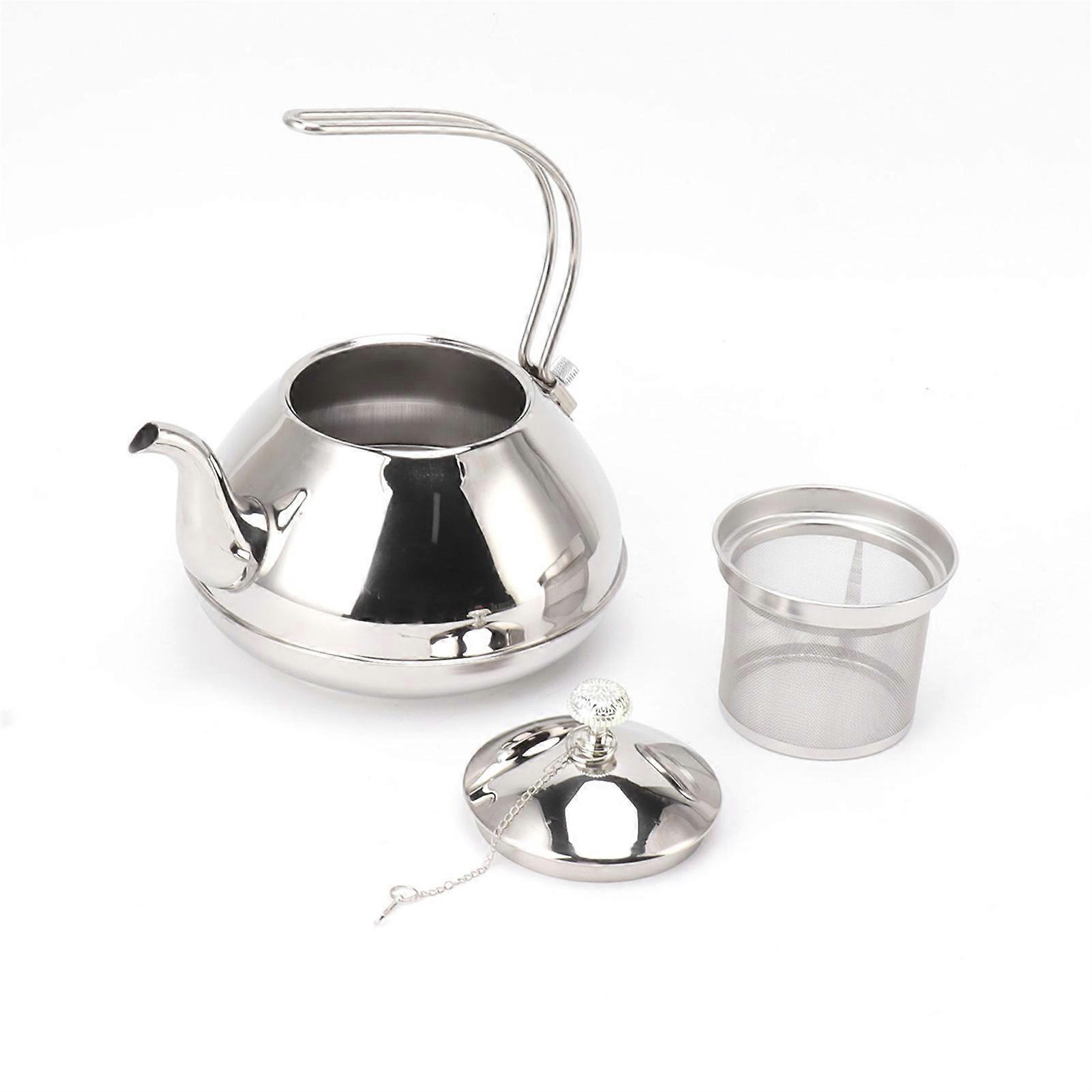 Stainless Steel Teapot Large Capacity Stovetop Kettle with Filter for Home Camping 1.5L