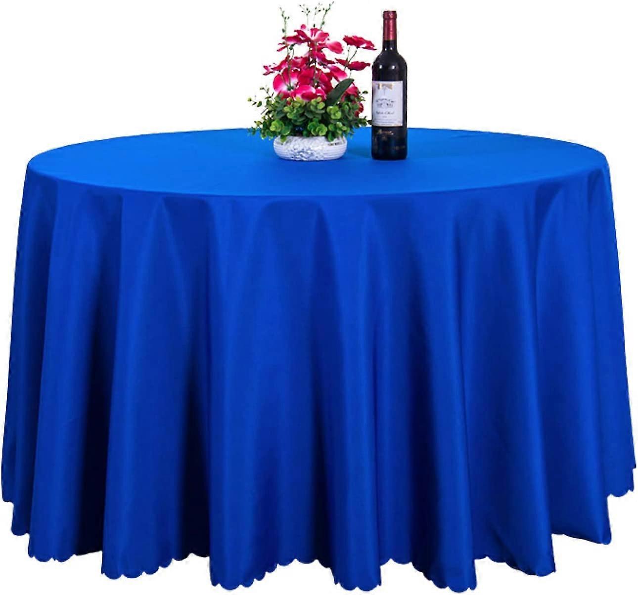 Mantel redondo de poliéster de color liso Mantel de hogar (azul real)