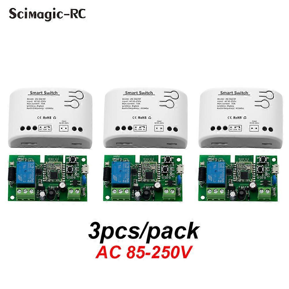 3PCS Smart Relay Module On Off Controller 1CH DC5V 7-32V AC 220V RF433Mhz Tuya Remote Control Light Switch Work for Alexa