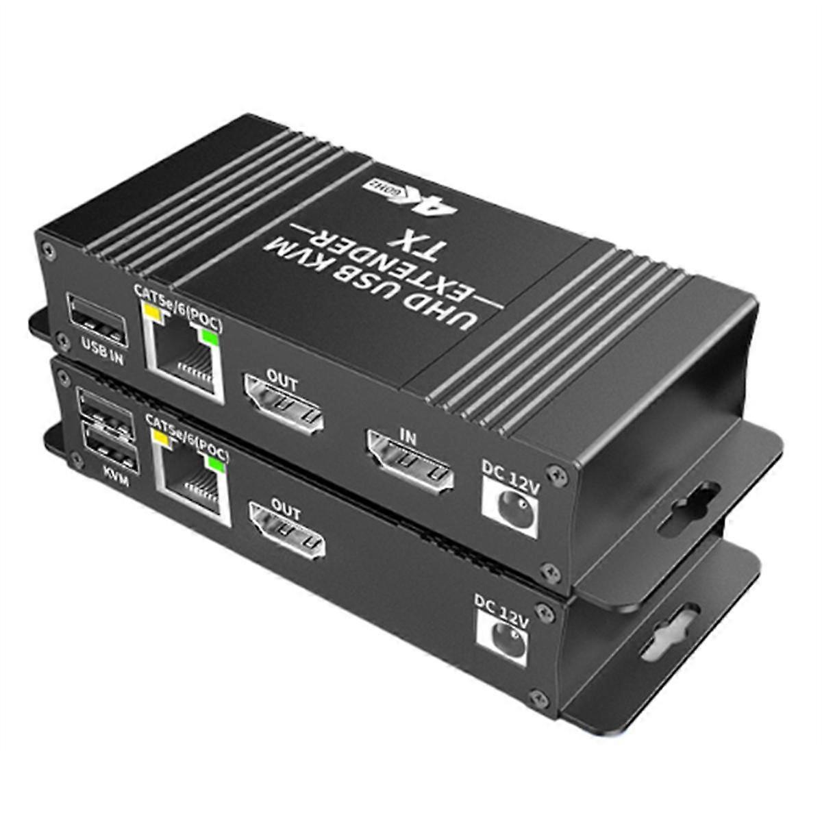 4K 60Hz -Compatible KVM Extender over IP Rj45 Cat6 USB Ethernet Extender 60m/196FT for NVR Camera M