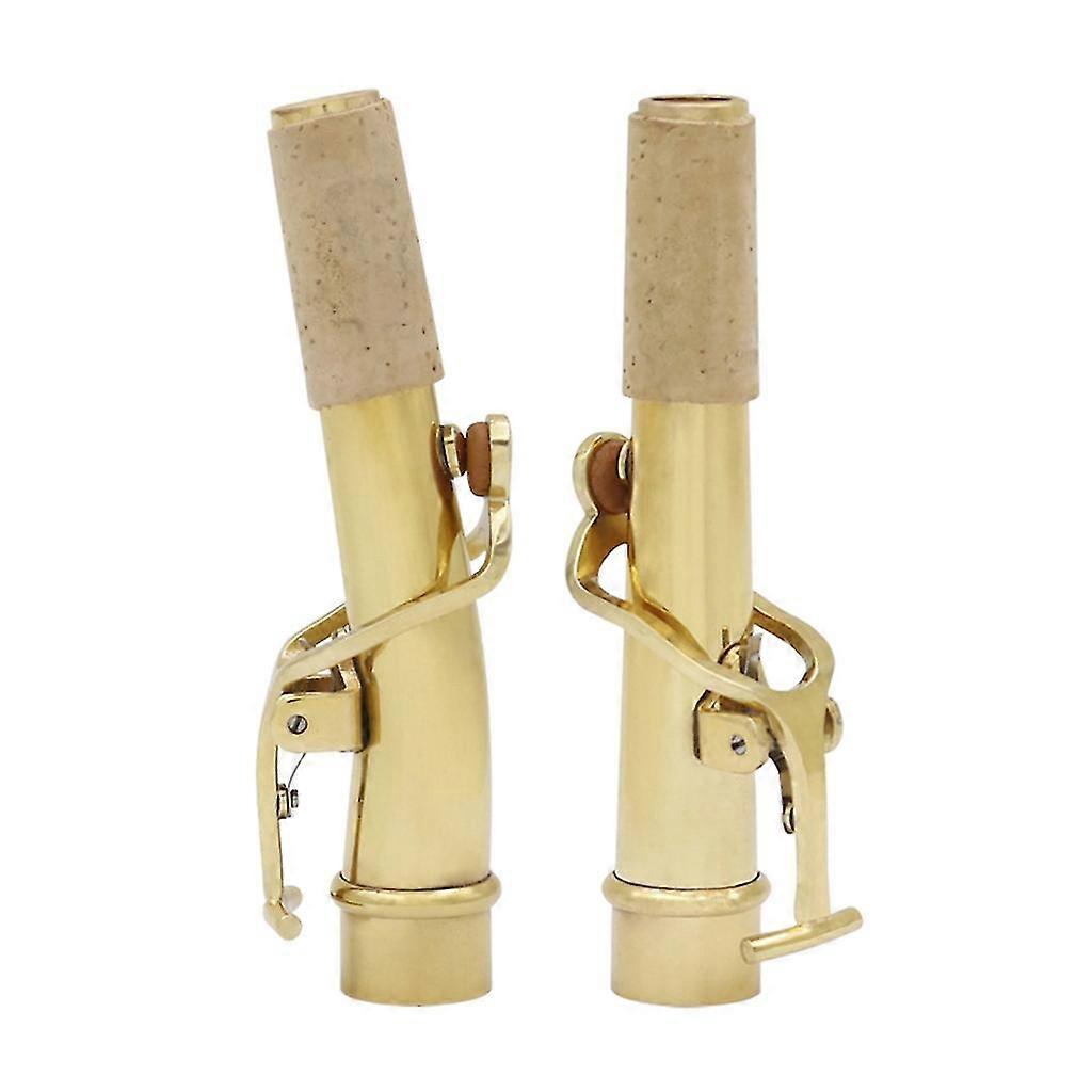 2 Pcs Saxophone Curved Neck And Straight Neck Brass Fittings Instruments Parts