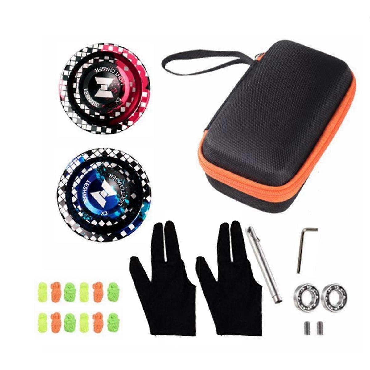 Yoyo Red Aluminum Sensitive Unresponsive Yo-Yo + Blue Professional Unresponsive Set