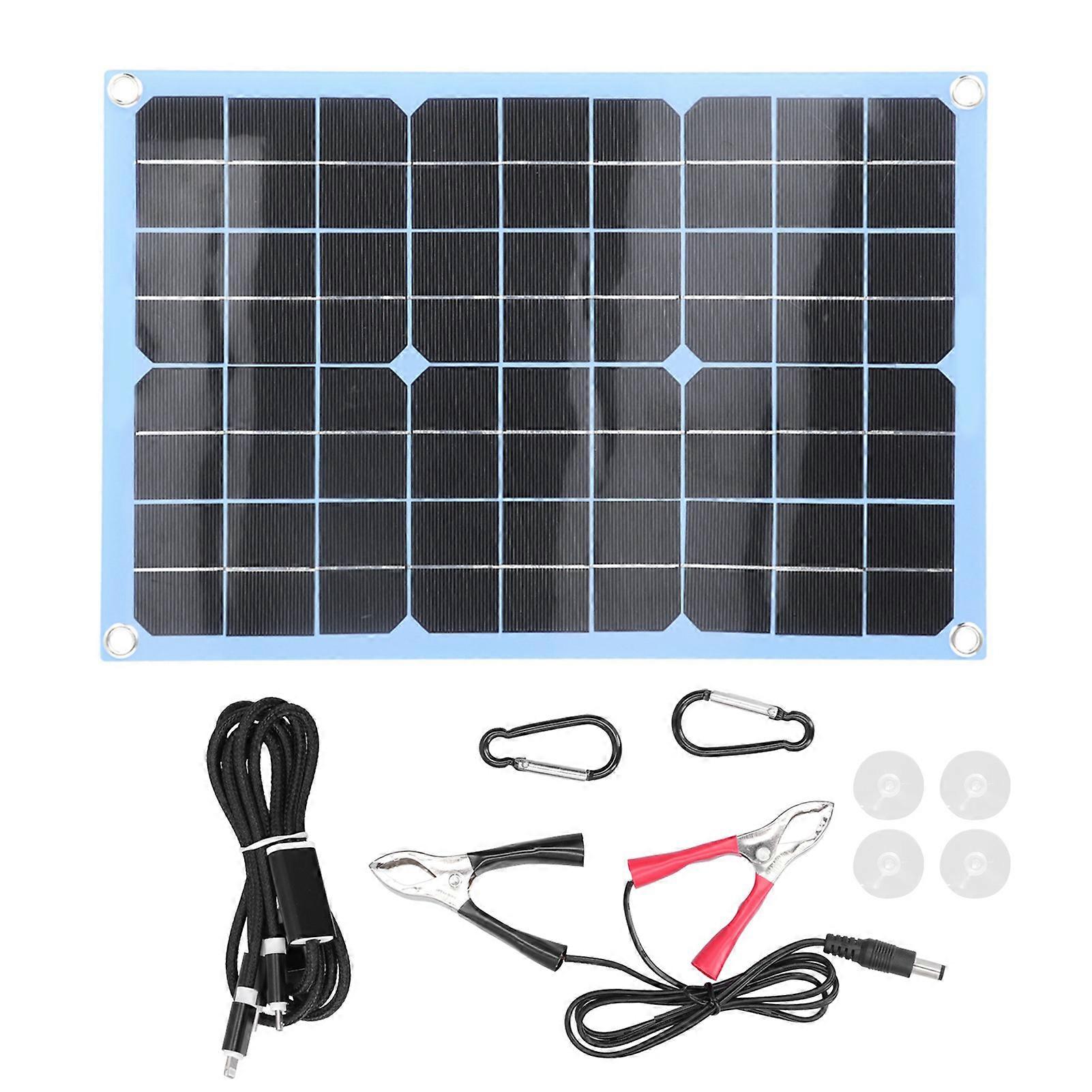 Flexible Solar Panel Kit Photovoltaic Module Portable Charger for RV Camping Hiking 20W 18V NO.3813