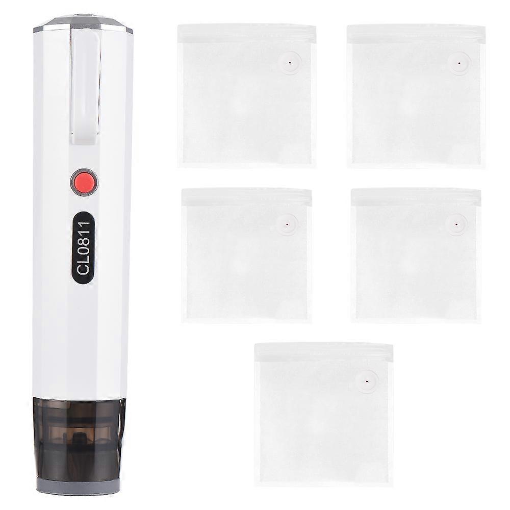 Handheld Vacuum Sealer Machine Portable USB Charging Cordless 2-in-1 Manual Handheld Vacuum Pump with 5pcs Sous Vide Bags for Food Storage and Preserv