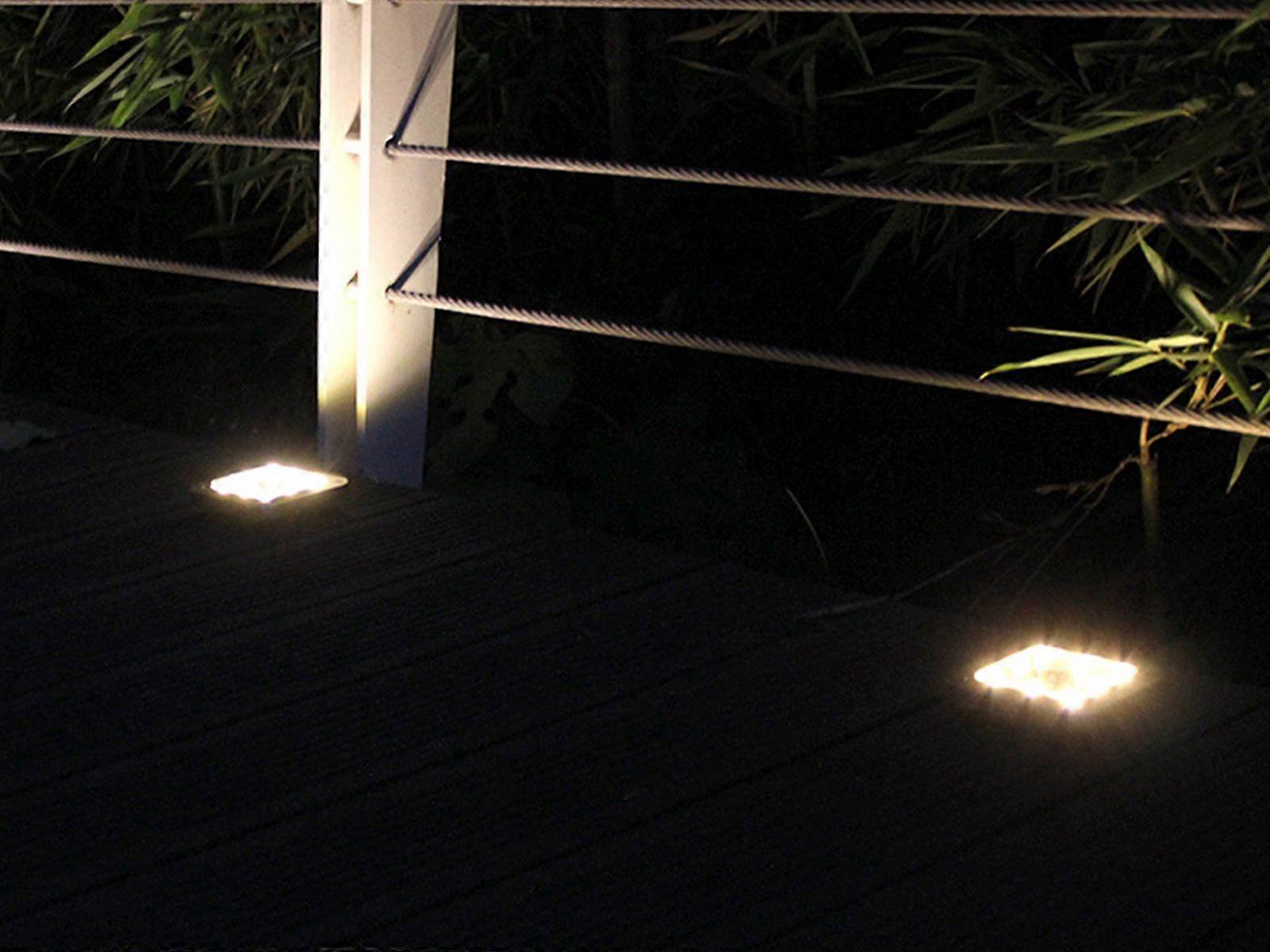 4Pcs Solar Powered Square LED Ground Light Garden Path Buried Light Warm Lights